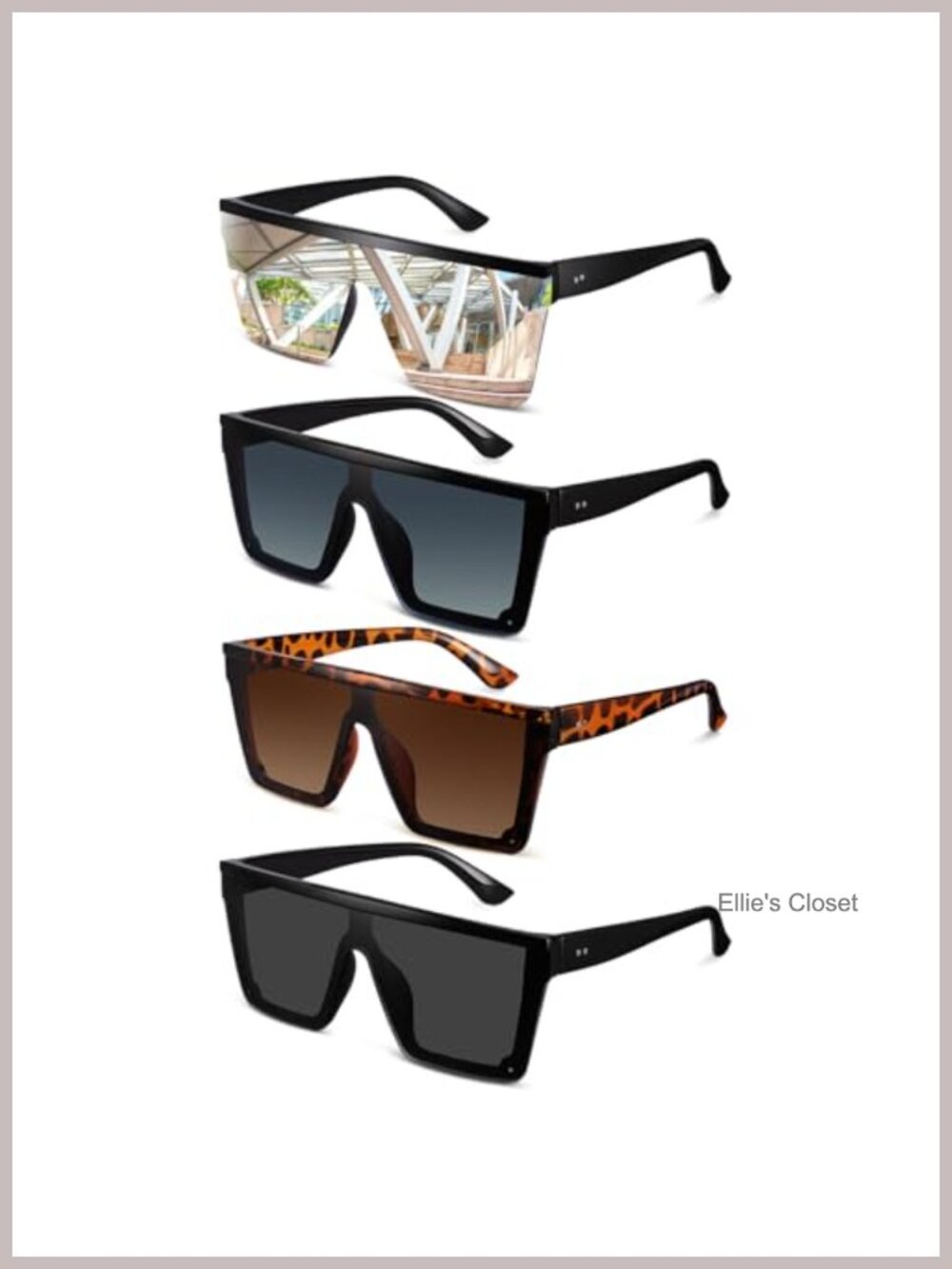 Square Oversized Sunglasses Flat Top UV400 Lightweight Plastic